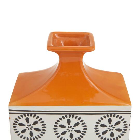 White Stoneware Transitional Vase, 14" x 8" x 7"
